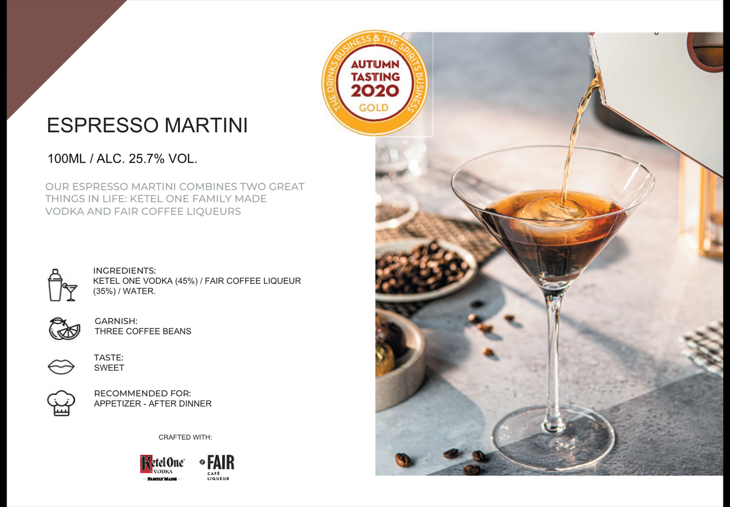 Espresso Martini cu vodcă și cafea – plic NIO elegant, Roses & More