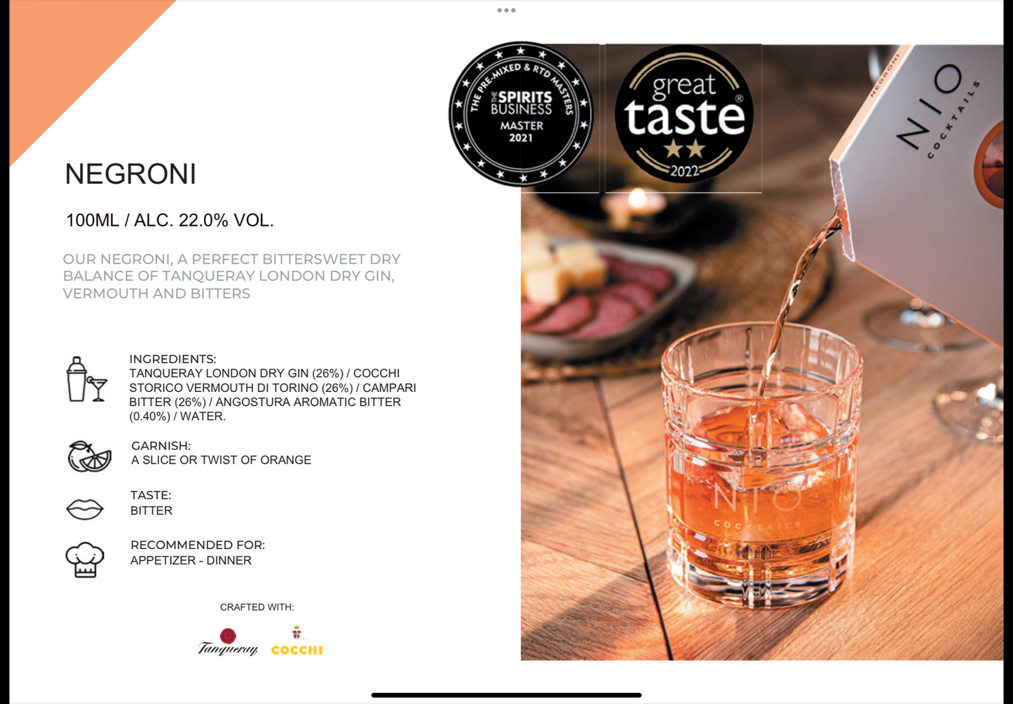 Cocktail Negroni gata de servit – eleganță în format NIO, Roses & More