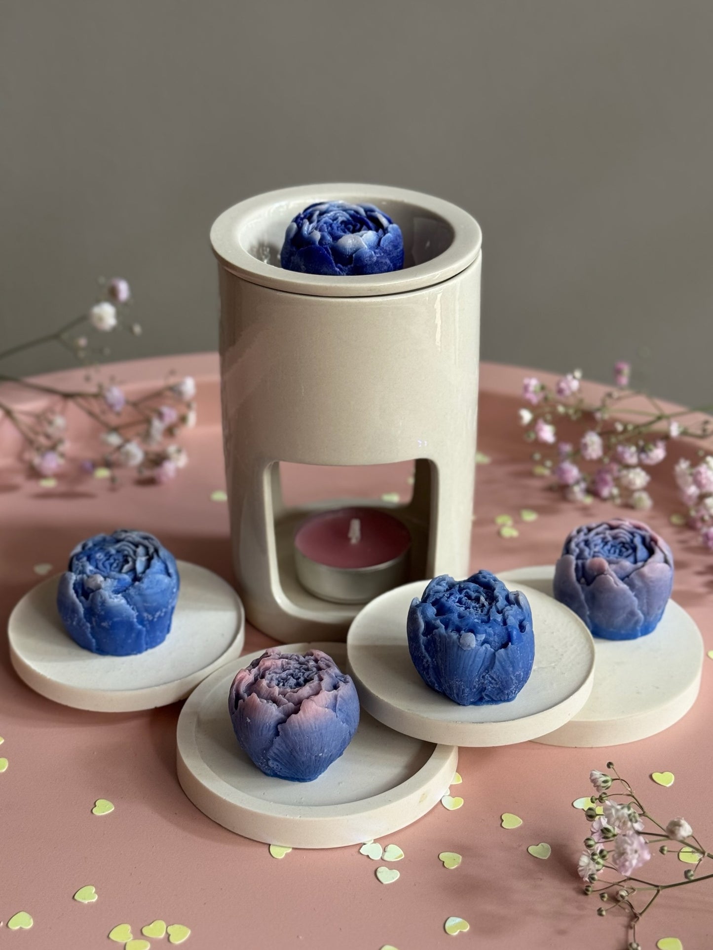 Set Rose Addict – lumânări trandafiri albastre din ceară naturală de soia, Roses & More