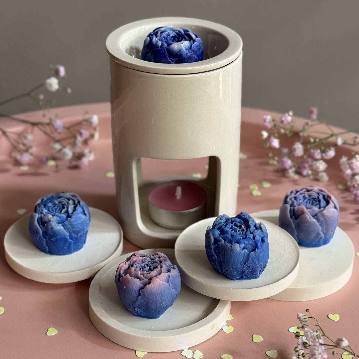 Set Rose Addict – lumânări trandafiri albastre din ceară naturală de soia, Roses & More