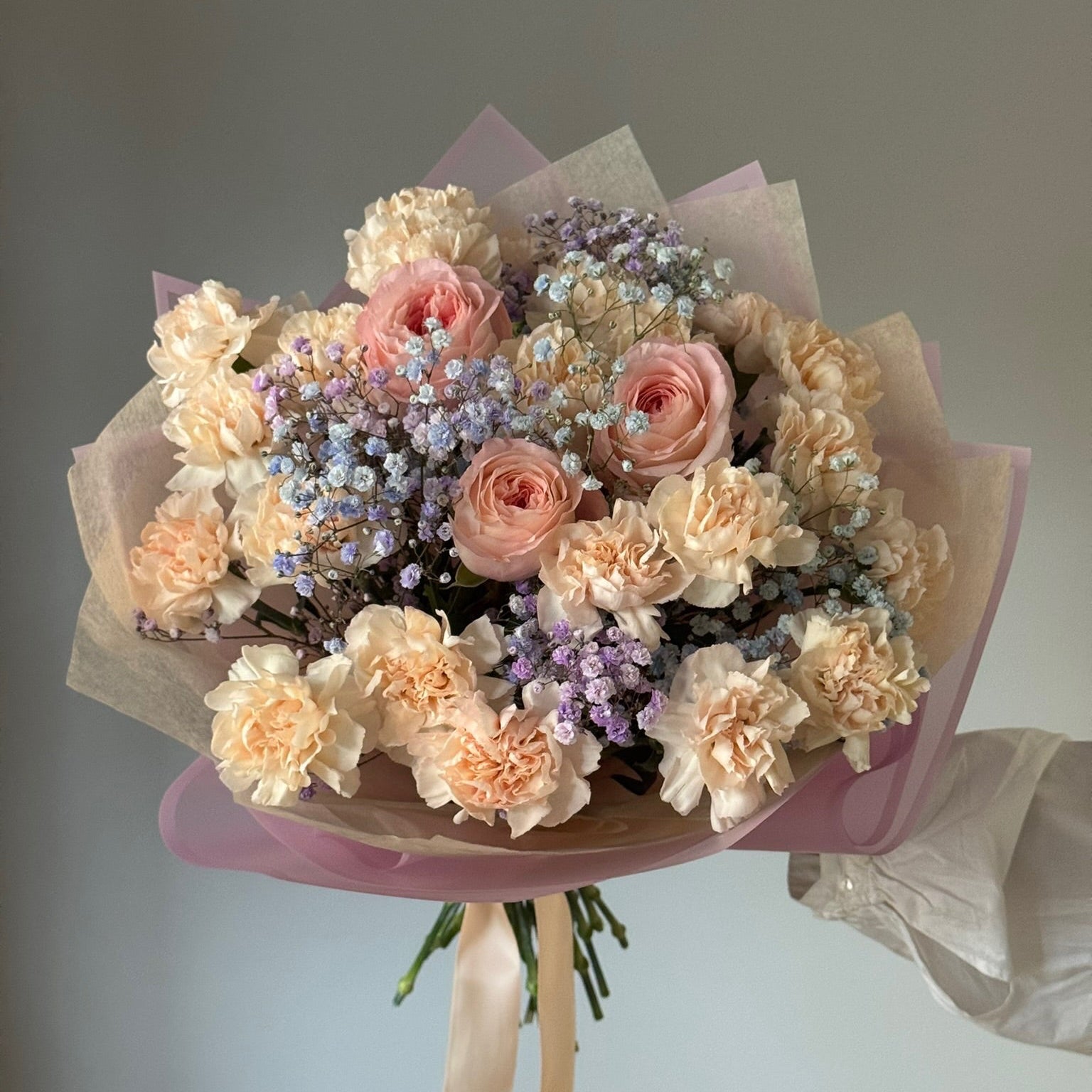 Large bouquet on grey background 
