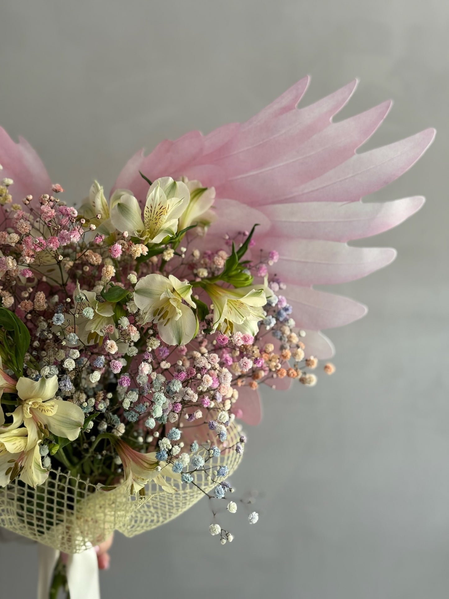 Pink butterfly wrapping paper with white flowers