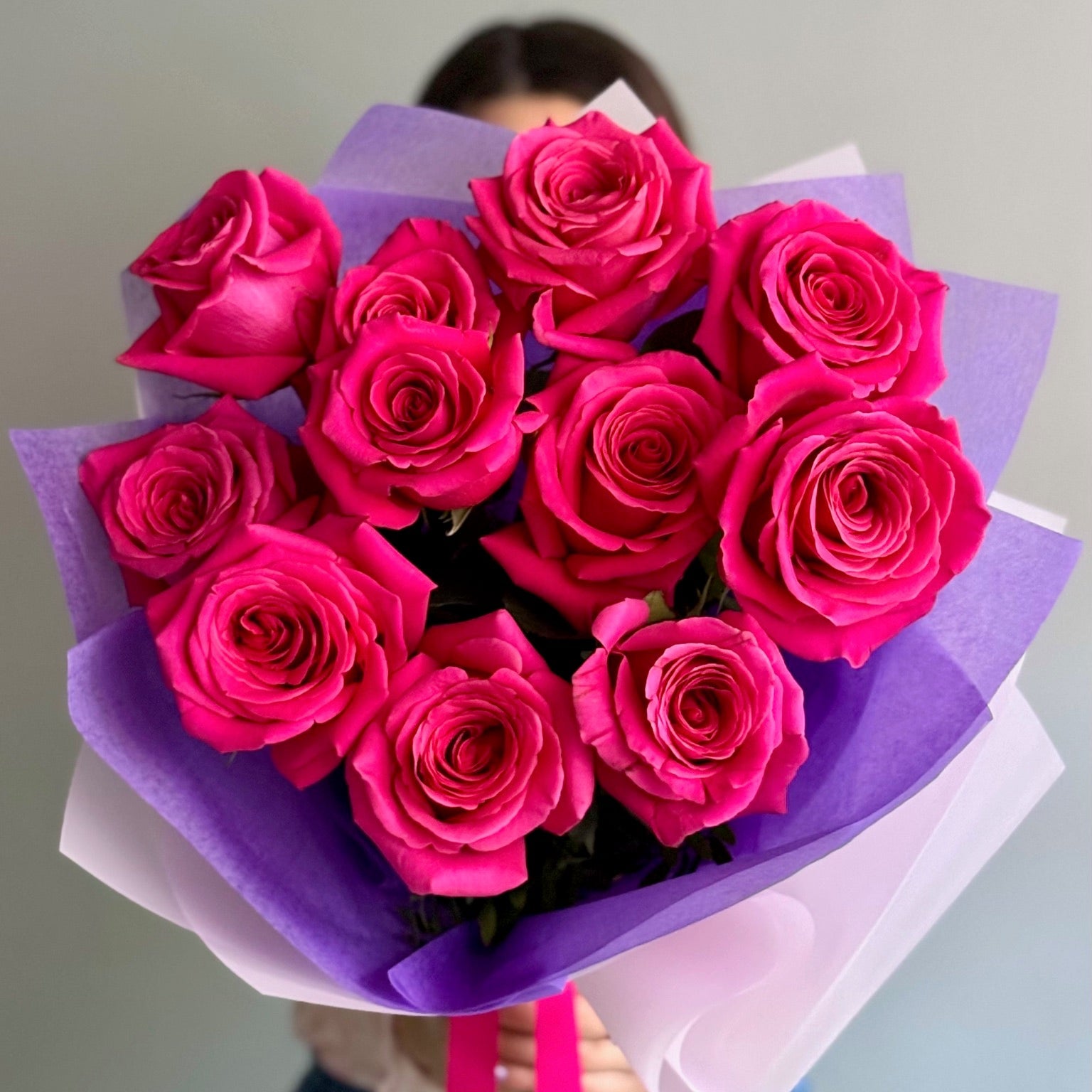 Buchet cu trandafiri Pink Floyd clasici fucsia