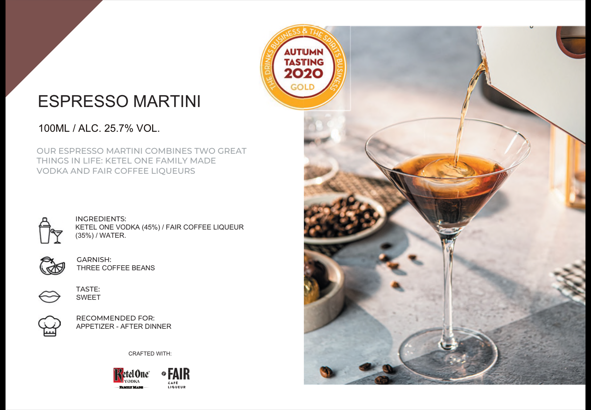 Espresso Martini cu vodcă și cafea – plic NIO elegant, Roses & More