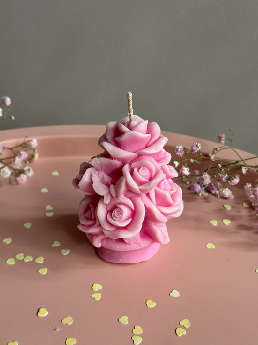 Lumânare Fairy Garden Glow – flori sculptate din ceară de soia, Roses & More