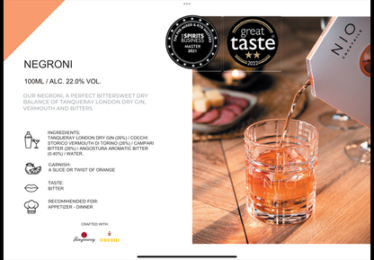Cocktail Negroni gata de servit – eleganță în format NIO, Roses & More