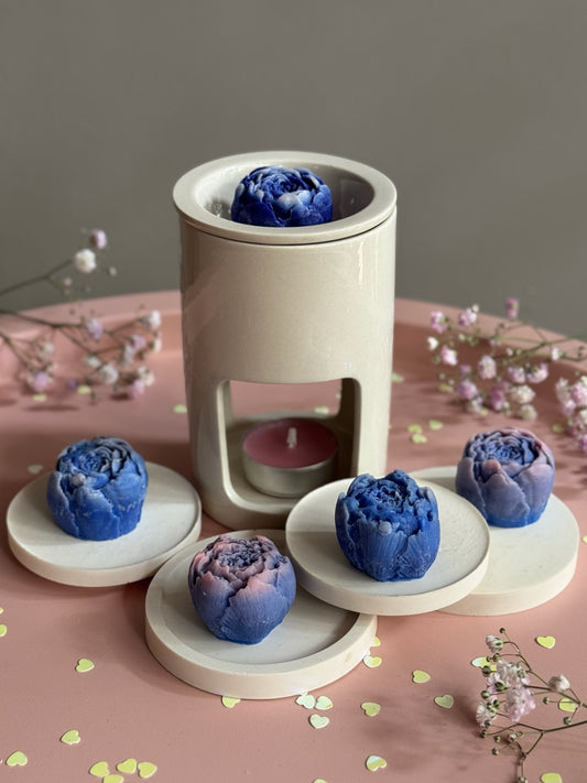 Set Rose Addict – lumânări trandafiri albastre din ceară naturală de soia, Roses & More